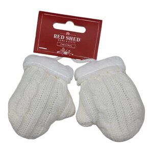 Red Shed Knit Mittens Ornament Christmas Tree Ornament White Christmas Decor
